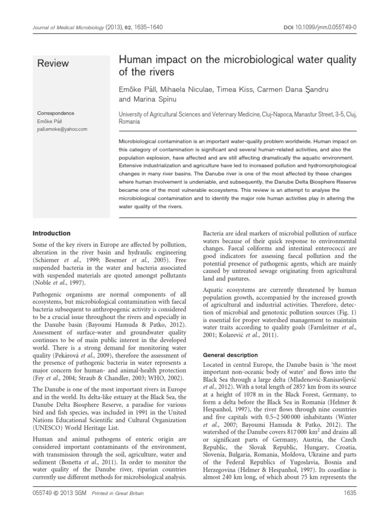 Human Impact On The Microbiological Water Quality of The Rivers | PDF ...
