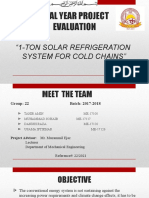 Final Year Project Evaluation: "1-Ton Solar Refrigeration System For Cold Chains"