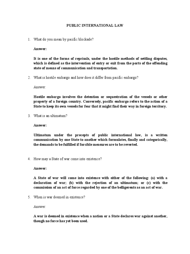 Key Concepts in Public International Law | PDF | Government | Crime ...