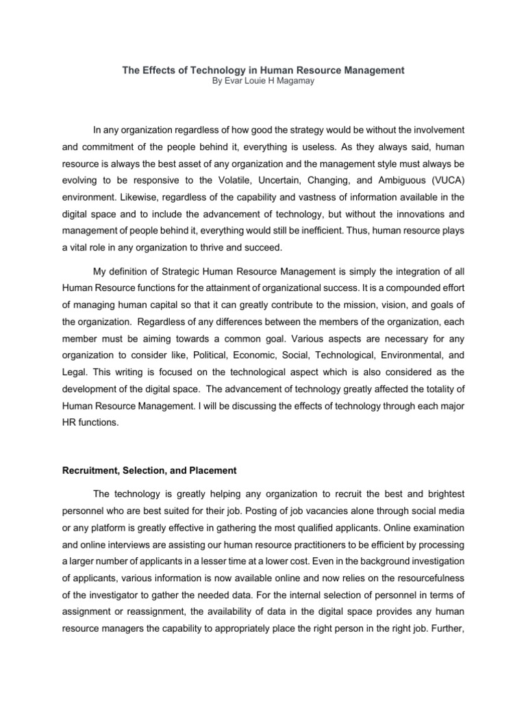 Impact of Technology on HR Management | PDF | Human Resource Management ...
