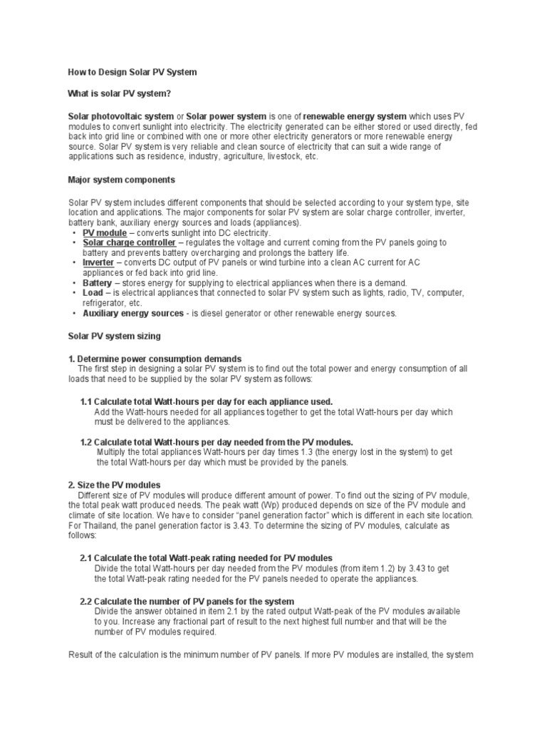 How To Design Solar PV System | PDF | Photovoltaic System | Renewable ...