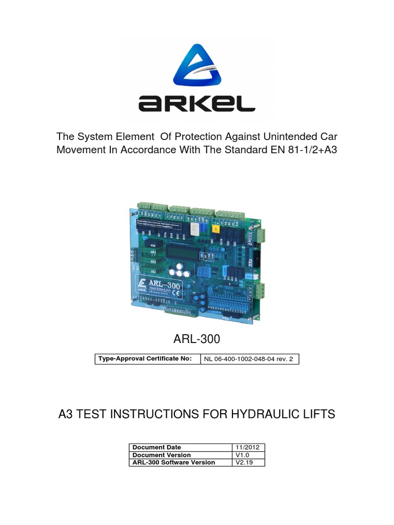 ARL-300 UCM Test Instructions For Hydraulic Lifts - en | PDF | Elevator ...