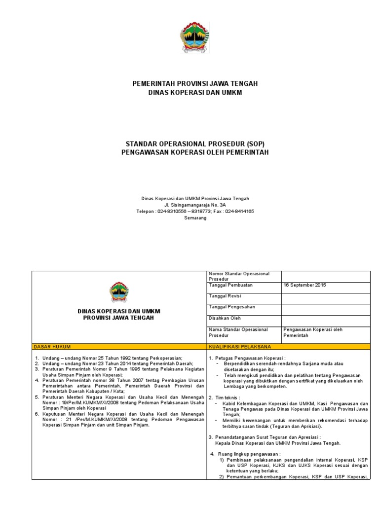 Sop Pengawasan A4 Pdf