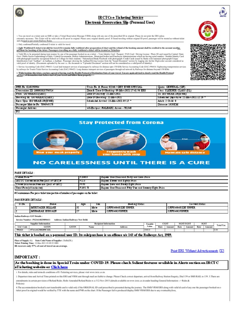 IRCTC e-Ticketing Guidelines for Users | PDF | Identity Document ...