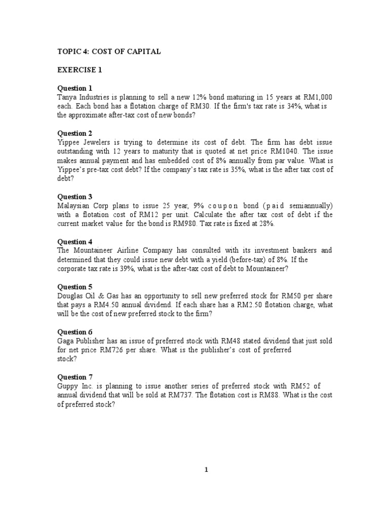 Cost of Capital Analysis and Calculations | PDF | Cost Of Capital ...