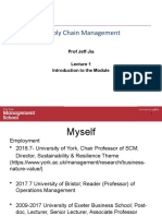 Supply Chain Management: Prof Jeff Jia Introduction To The Module