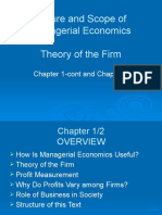 Nature and Scope of Managerial Economics Theory of The Firm: Chapter 1-Cont and Chapter 2