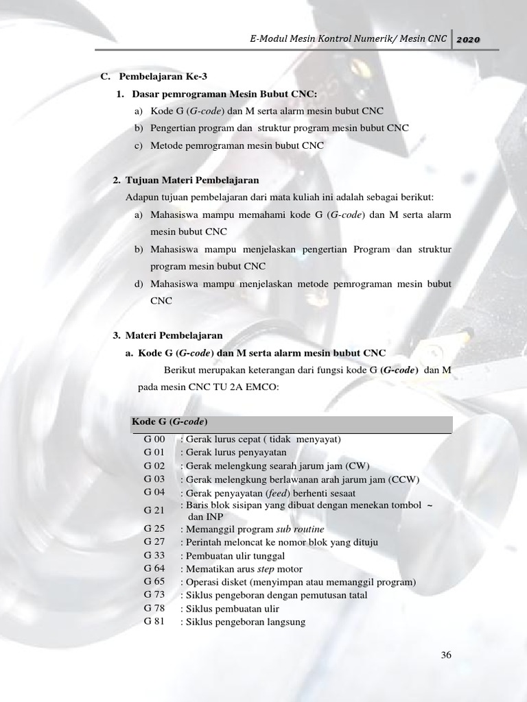 Pemrograman Mesin CNC: G-Code dan Metode | PDF