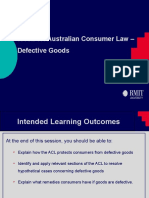 LAW2447 - Week 11 - Australian Consumer Law - Defective Goods