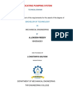 Reciprocating Pumping System: in The Partial Fulfilment of The Requirements For The Award of The Degree of