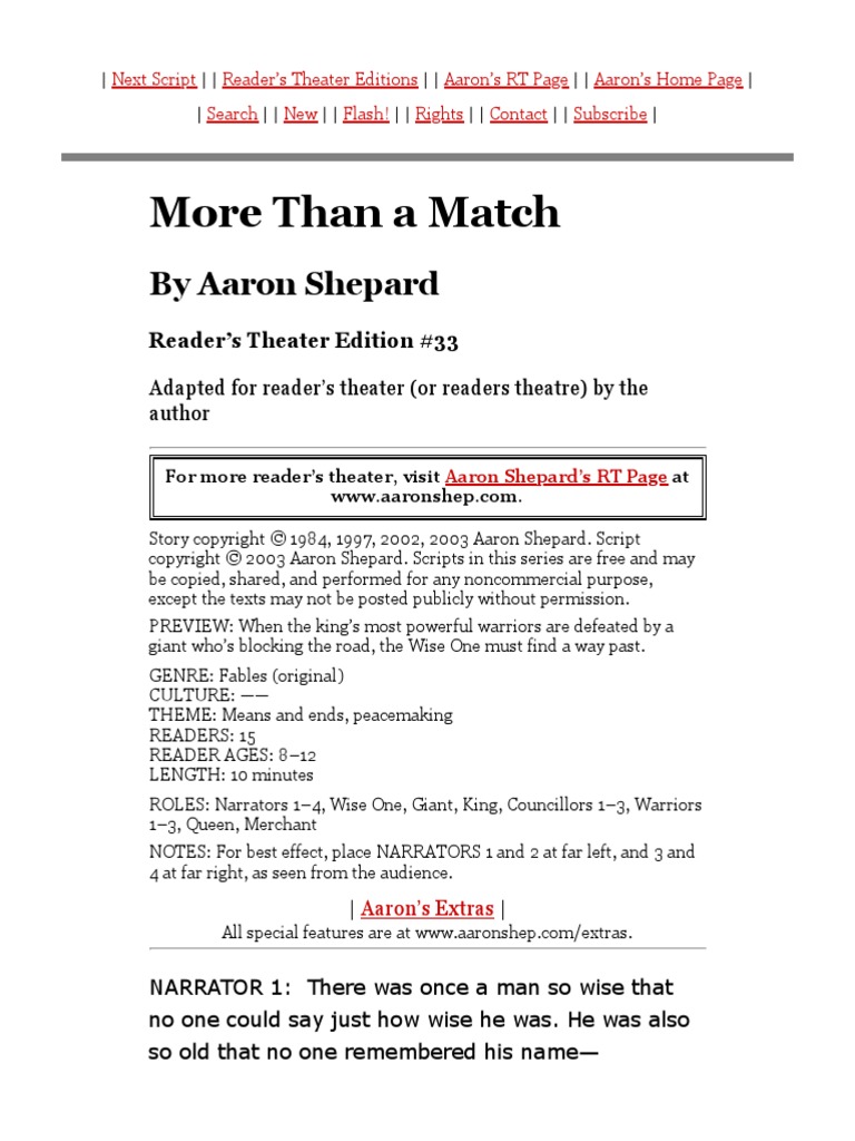 More Than A Match Script | PDF | History