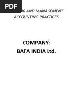 Costing and Management Accounting Practices: Company: Bata India LTD