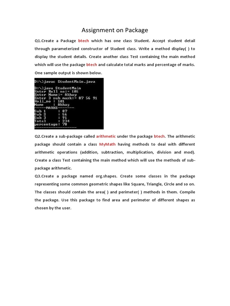 Java Package Assignment Guide | PDF | Computers