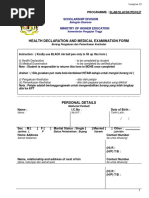 Health Declaration and Medical Examination Form: Scholarship Division