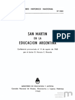 #22. San Martín en La Educación Argentina. Conferencia Pronunciada El 14 de Agosto de 1963 Por El Doctor D. Horacio C. Rivarola.