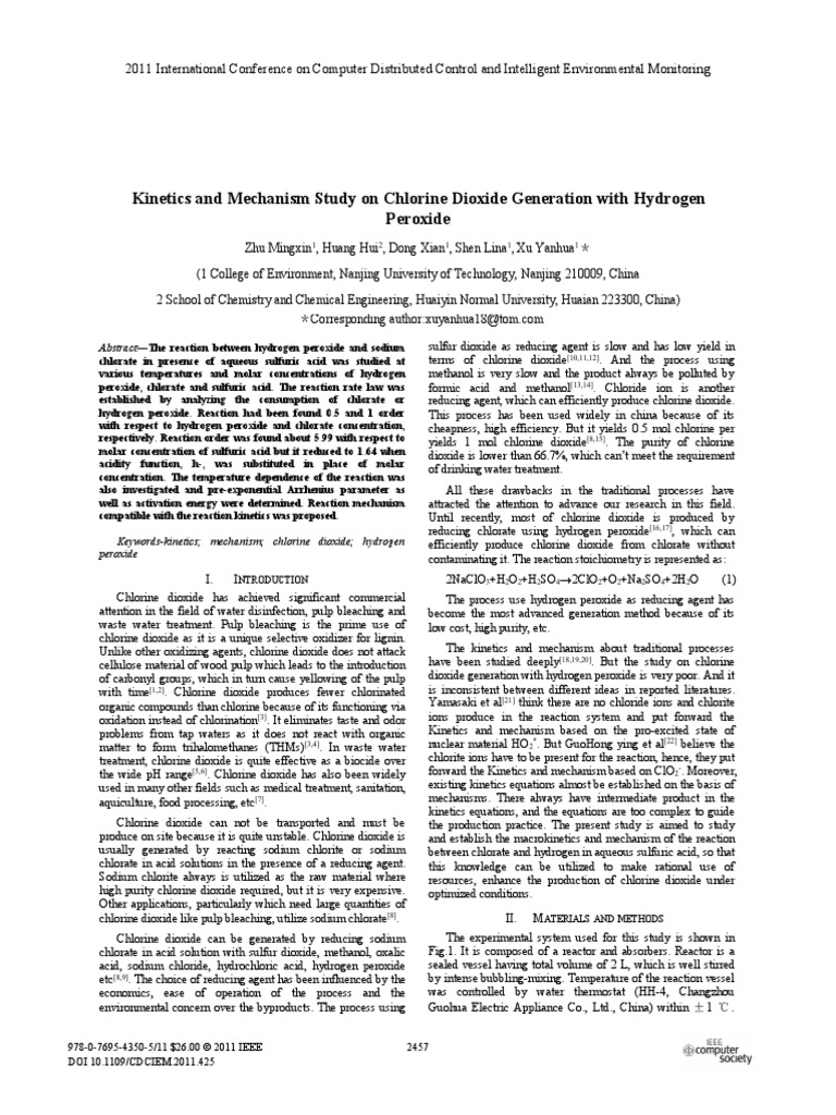 and Mechanism Study On Chlorine Dioxide Generation With Hydrogen Peroxide PDF