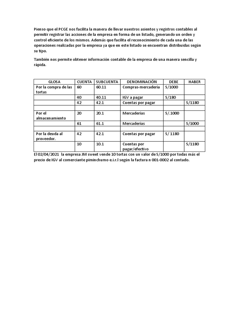 Importancia del PCGE en Contabilidad | PDF
