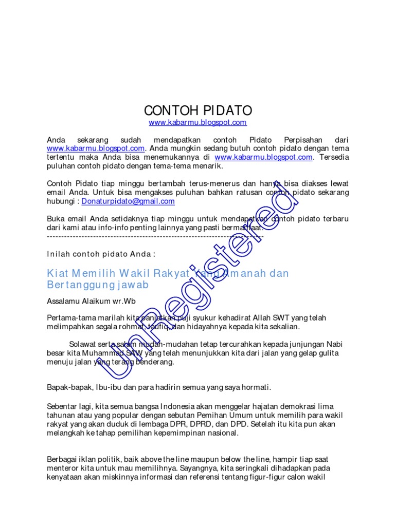 Contoh Pidato 49 Kiat Memilih Wakil Rakyat Yang Dapat Memegang Amanah Dan Bertanggung Jawab