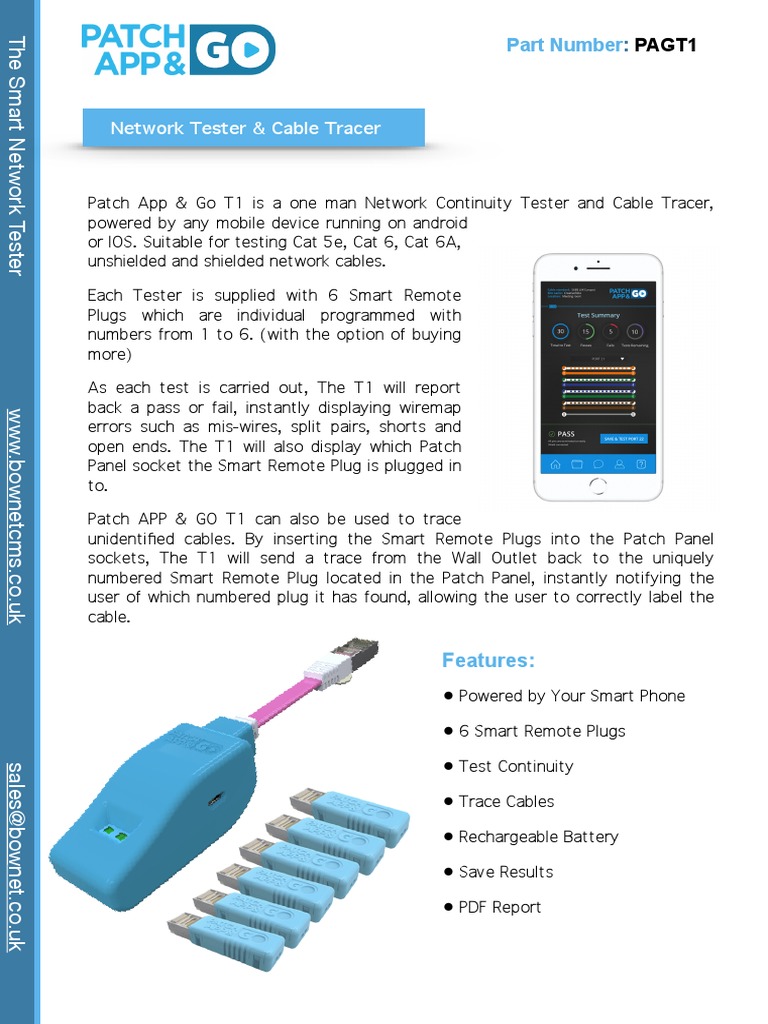 Patch App & Go T1 Cable Tester | PDF | Ac Power Plugs And Sockets ...