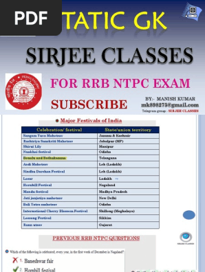 Static Gk for Rrb Ntpc Exam