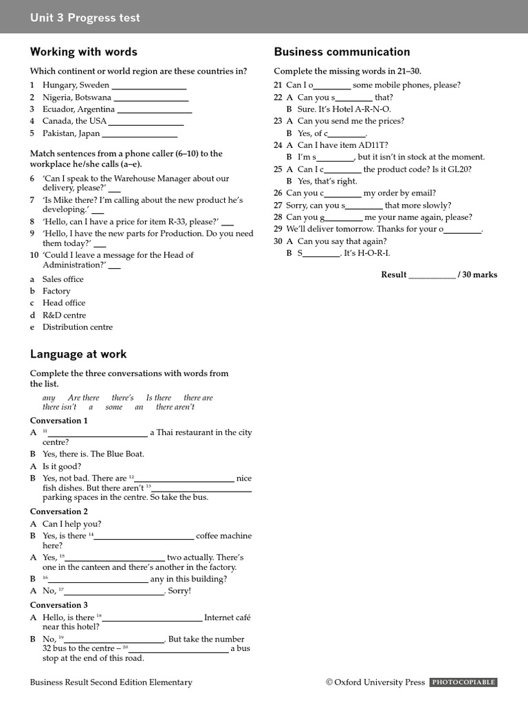 Unit3 Progress Test Pdf Communication