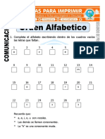 Ficha de Orden Alfabetico para Segundo de Primaria