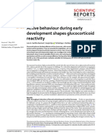 Active Behaviour During Early Development Shapes Glucocorticoid Reactivity