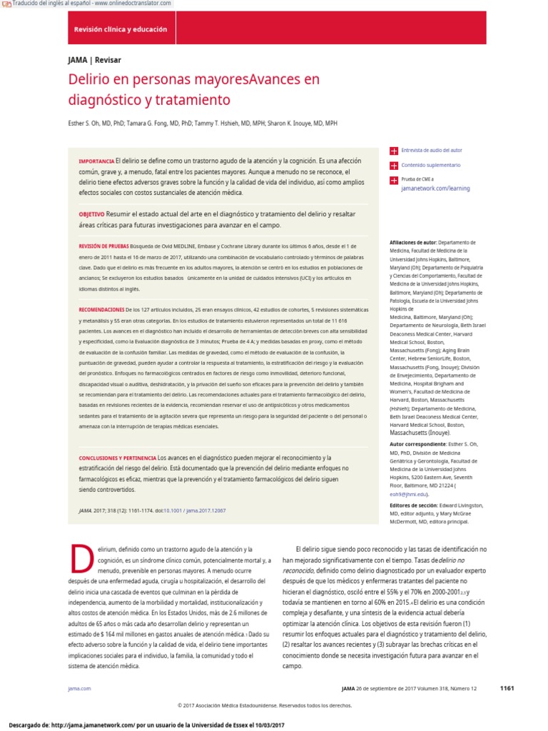 Delirium JAMA 2017.en Es PDF Depresión (estado de ánimo) Engaño