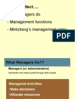 Let Us Recollect .: - What Managers Do - Management Functions - Mintzberg's Management Roles