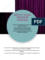 Deputy Stage Manager Wanted