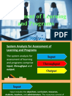 Assessment of Learning and Programs