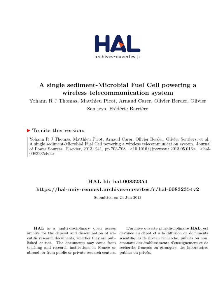 A Single Sediment-Microbial Fuel Cell Powering A Wireless ...
