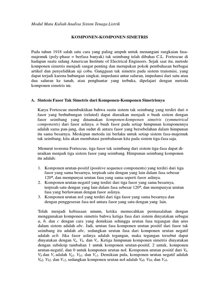 Analisis Komponen Simetris dalam Sistem Fasa | PDF