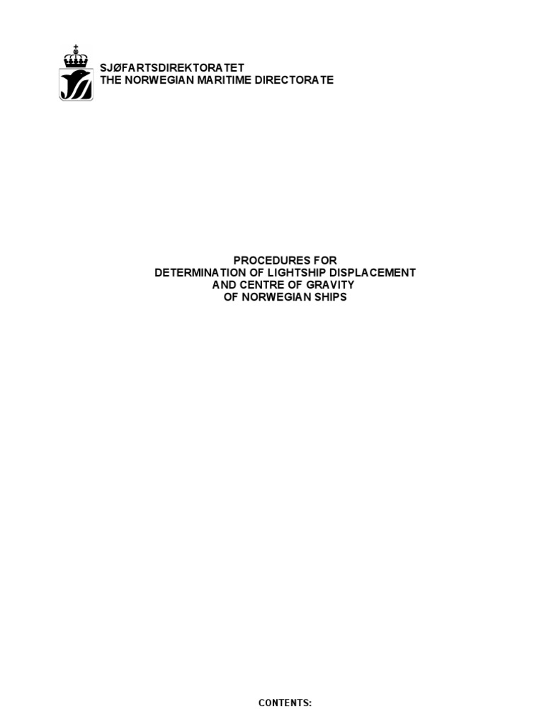 KS-0179-1E Procedure Inclining Test | PDF | Ships | Tonnage
