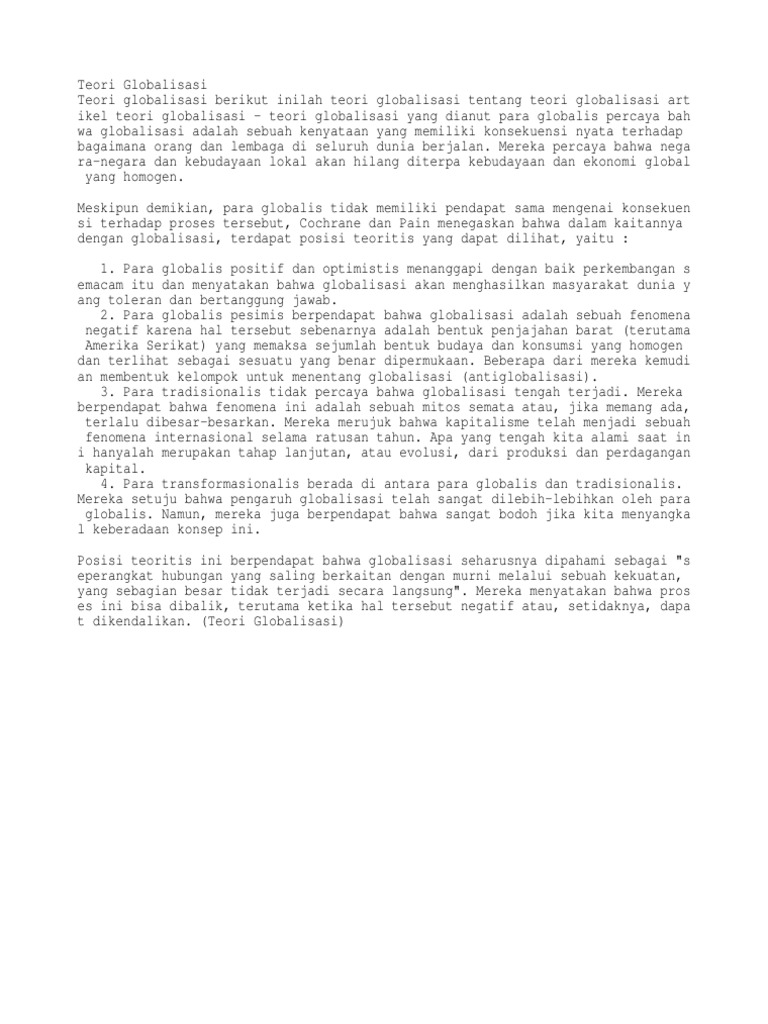 teori globalisasi