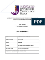 Solar Energy: Universiti Teknologi Mara, Johor Branch, Kampus Segamat Faculty of Information Management
