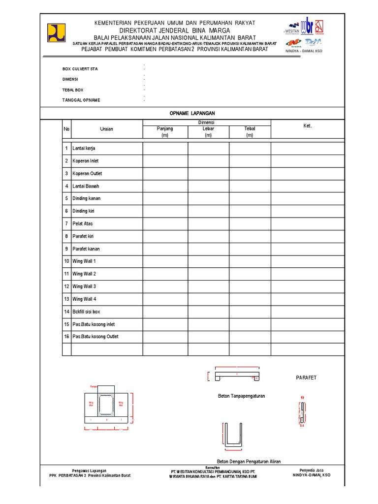Contoh Opname Pekerjaan Box Culvert | PDF