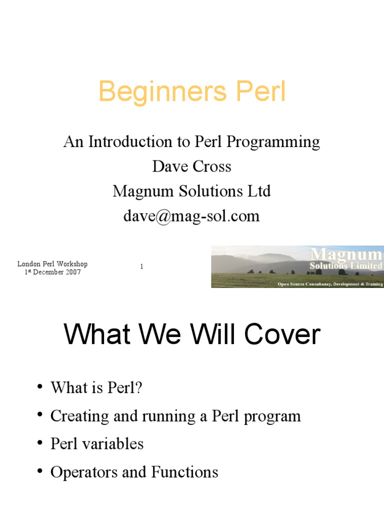 Beginners Perl: An Introduction To Perl Programming Dave Cross Magnum ...
