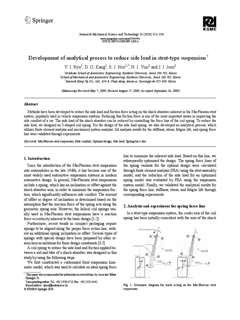 Printed Development of Analytical Process To Reduce Side Load in Strut ...