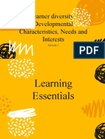 Learner Diversity: Developmental Characteristics, Needs and Interests