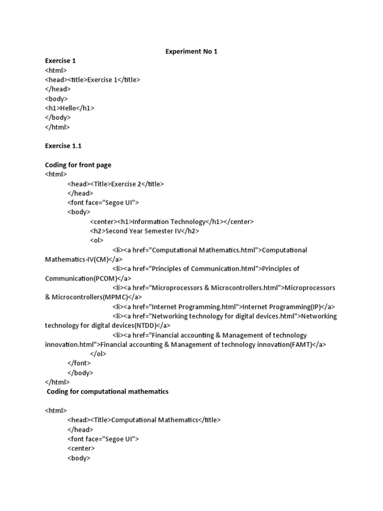 Experiment No 1 Exercise 1 | PDF | Internet | Java Script