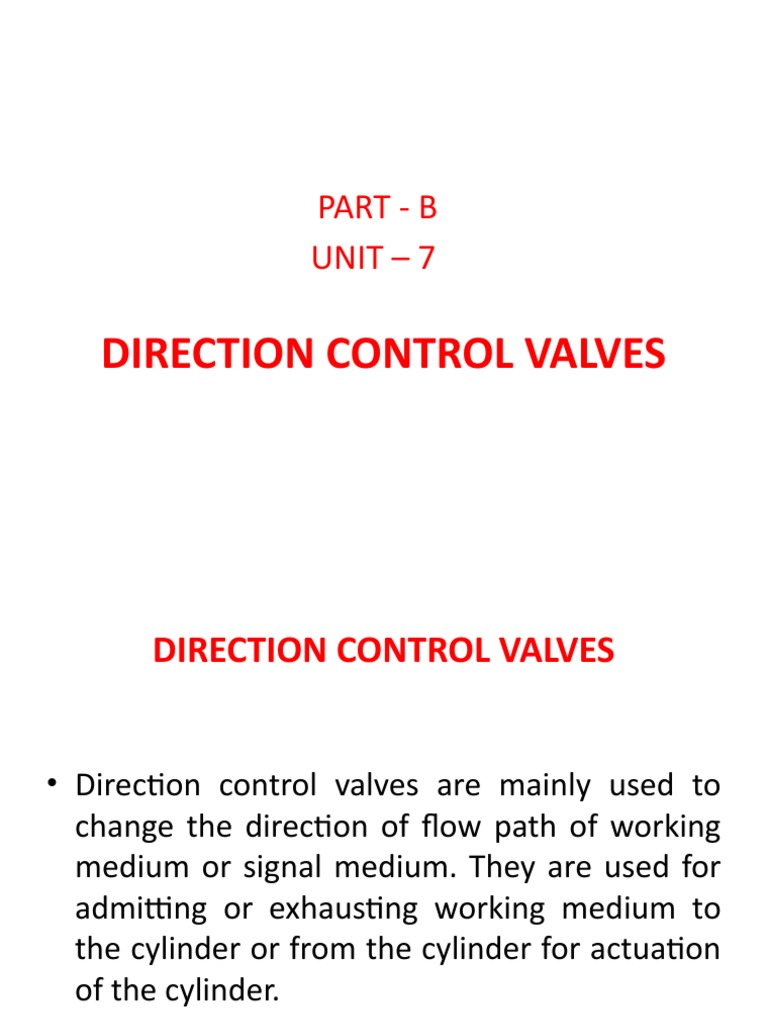 Overview of Direction Control Valves | PDF | Valve | Switch
