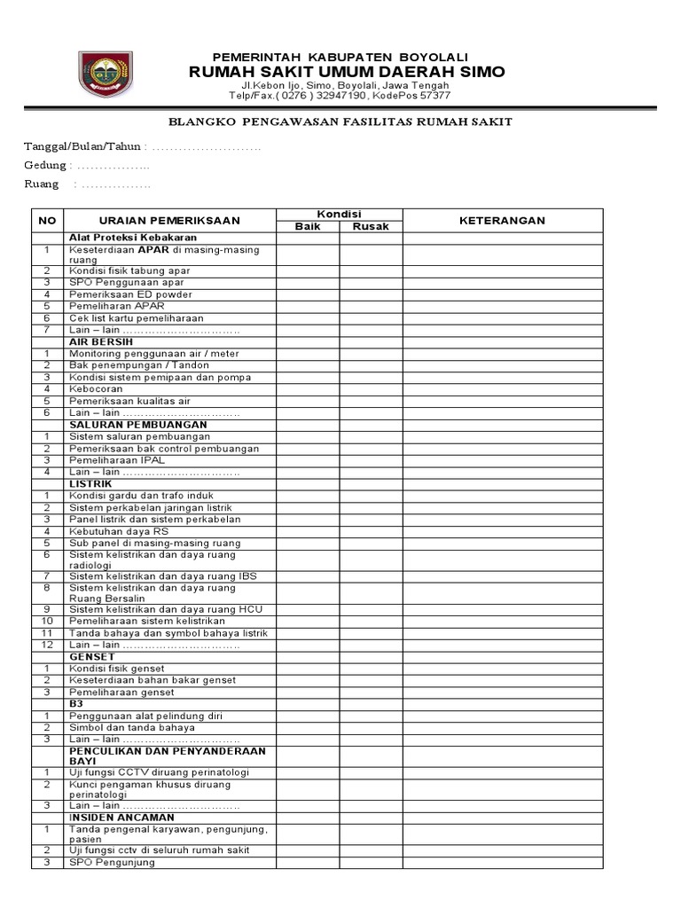 Pengawasan Fasilitas RSUD Simo Boyolali | PDF