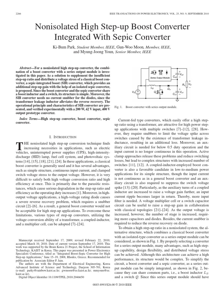 Nonisolated High Step-Up Boost Converter Integrated With Sepic ...