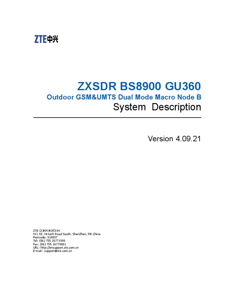 ZXSDR BS8900 GU360 (V4.09.21) Outdoor GSM UMTS Dual Mode Macro