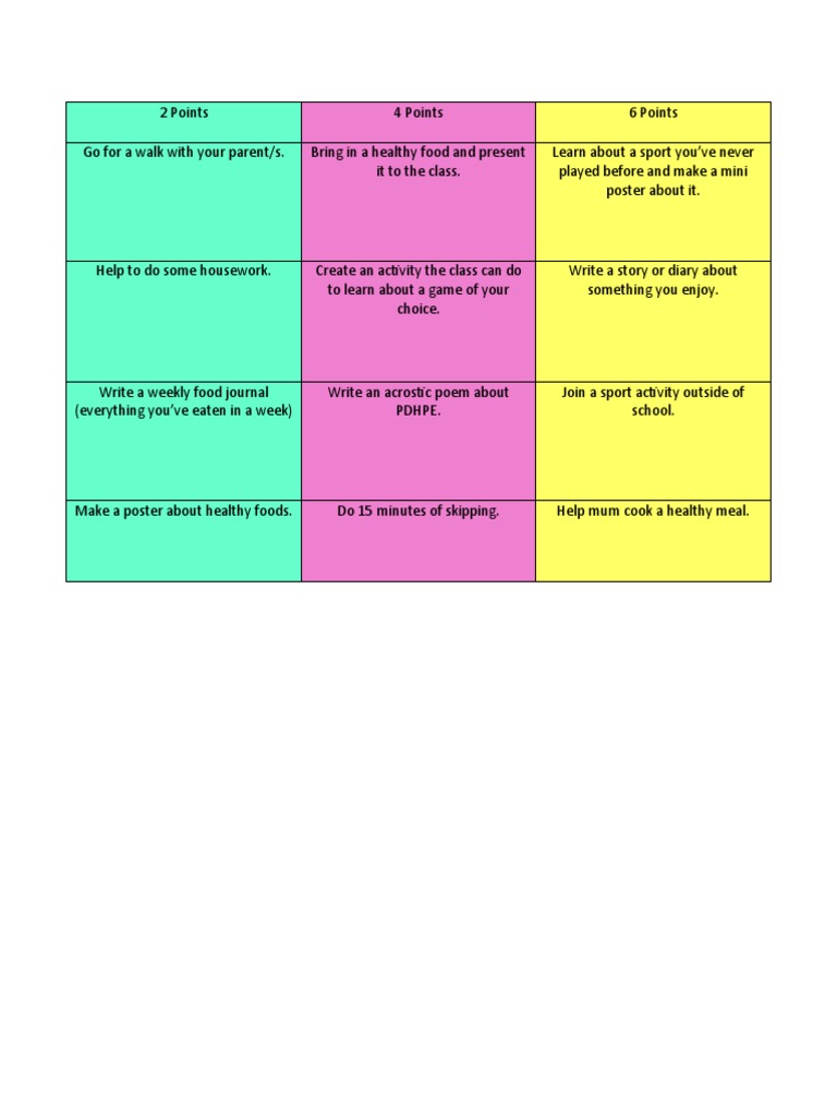 Homework Grid 3 | PDF | Self-Improvement