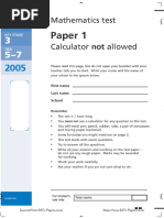 Ks3 Mathematics 2005 Level 5 7 Paper 1