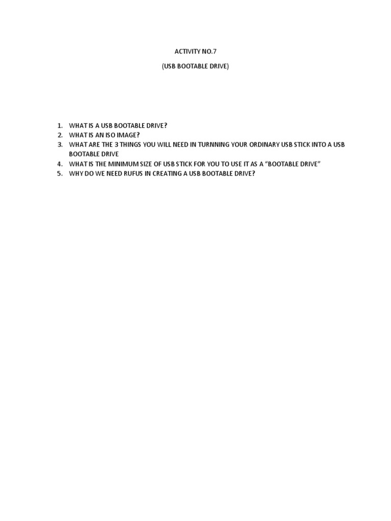 Activity No 7 (Usb Bootable Drive) | PDF | Games & Activities ...