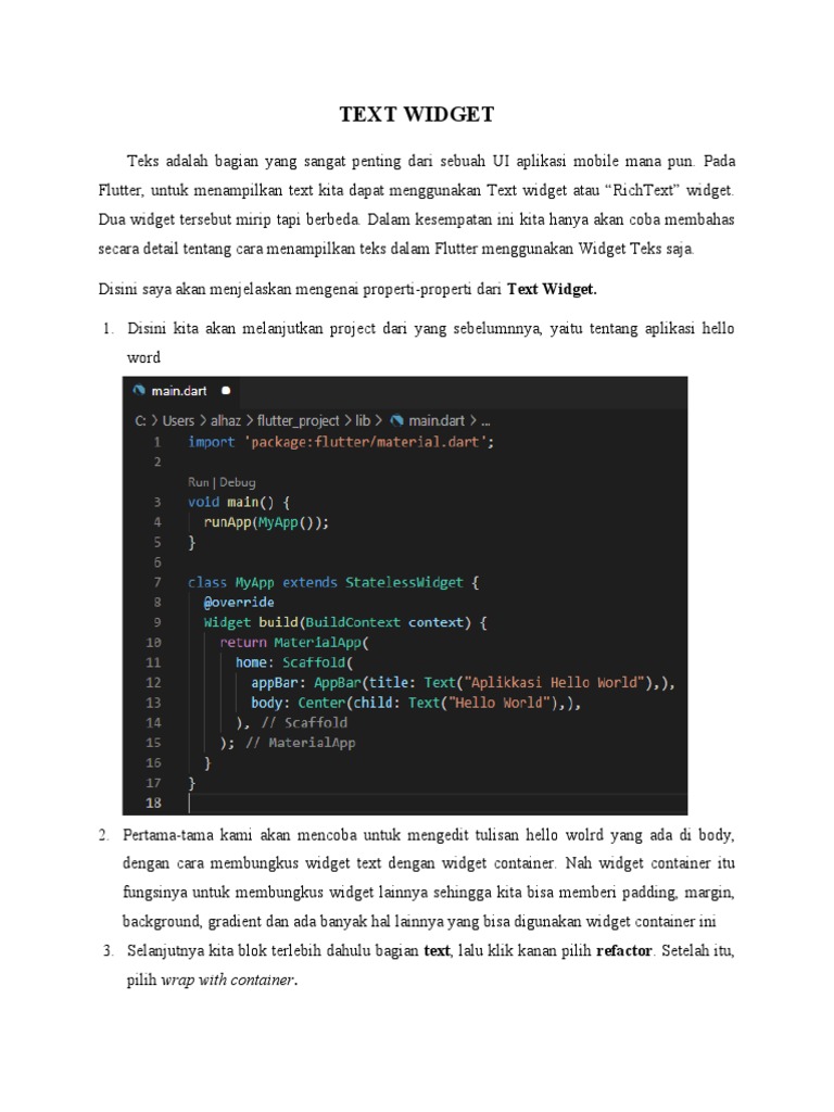 Panduan Text Widget Flutter | PDF | Bisnis | Komputer