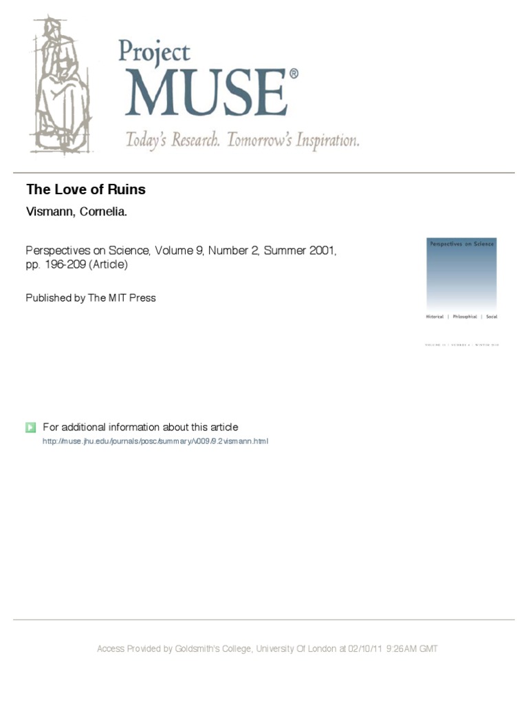 Cornelia Vismann The Love of Ruins PDF Byzantine Empire Roman Law